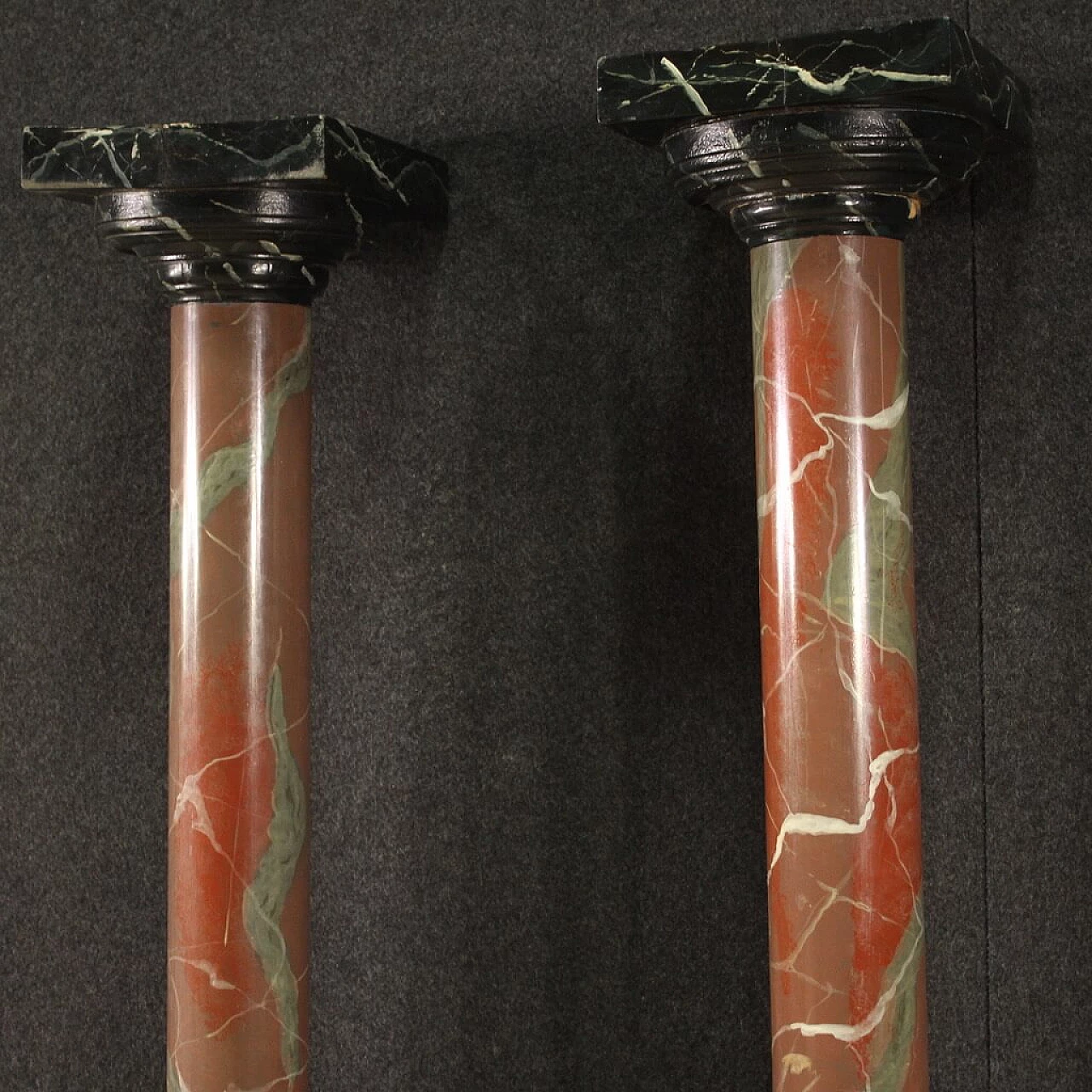 Pair of faux marble lacquered columns, 1960s 6