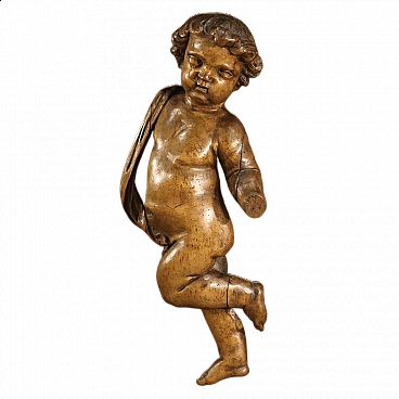 Putto, pear wood sculpture, 19th century