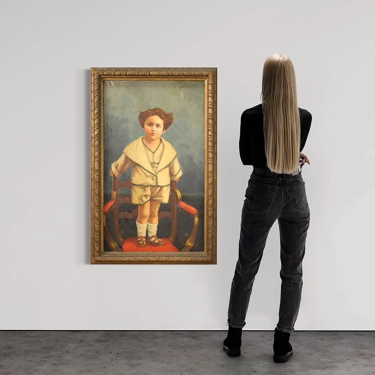Portrait of a child standing on a chair, oil on canvas, 1921 14