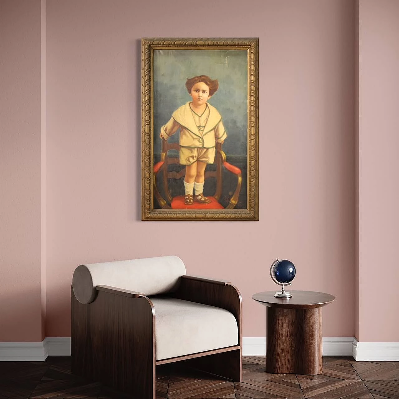 Portrait of a child standing on a chair, oil on canvas, 1921 15