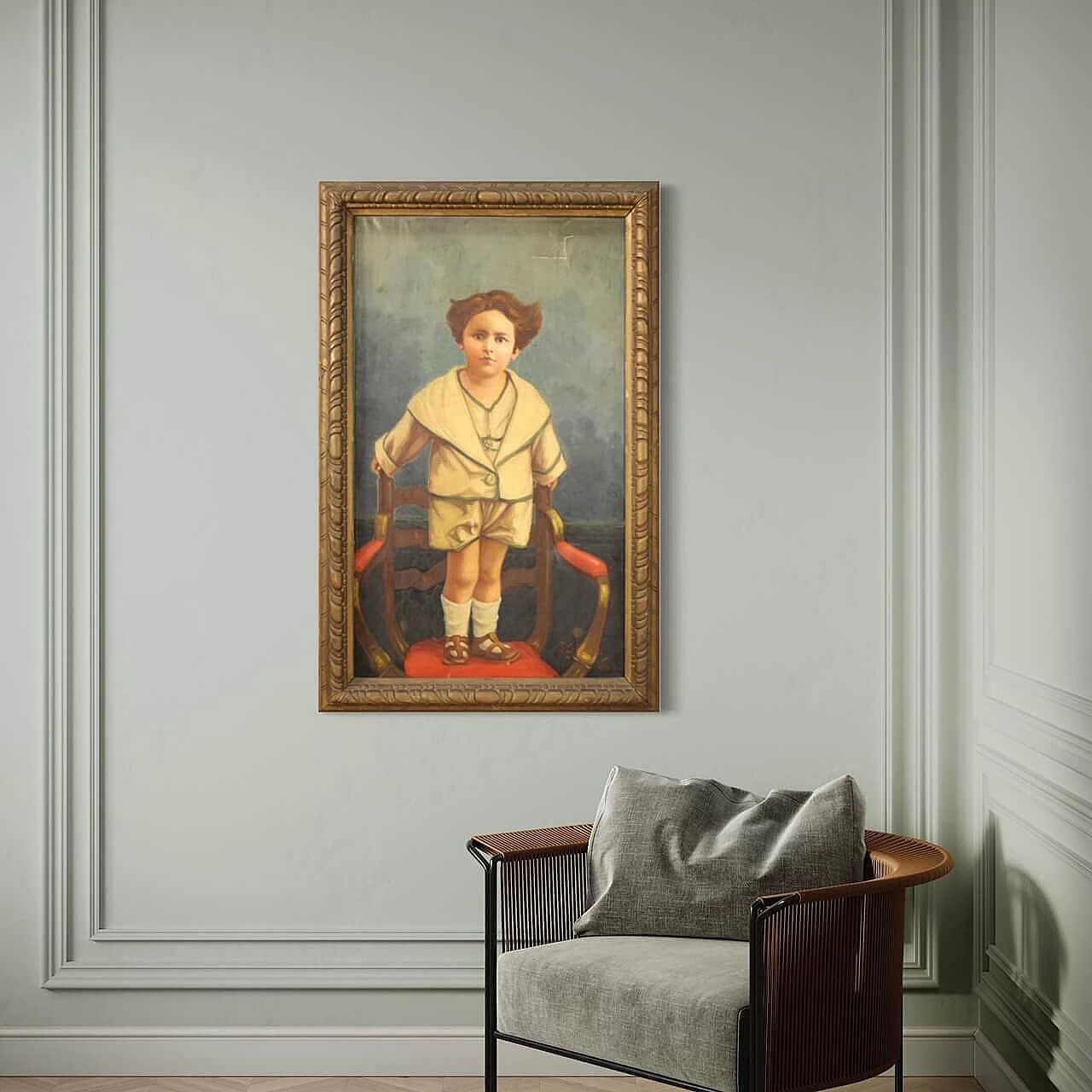 Portrait of a child standing on a chair, oil on canvas, 1921 16