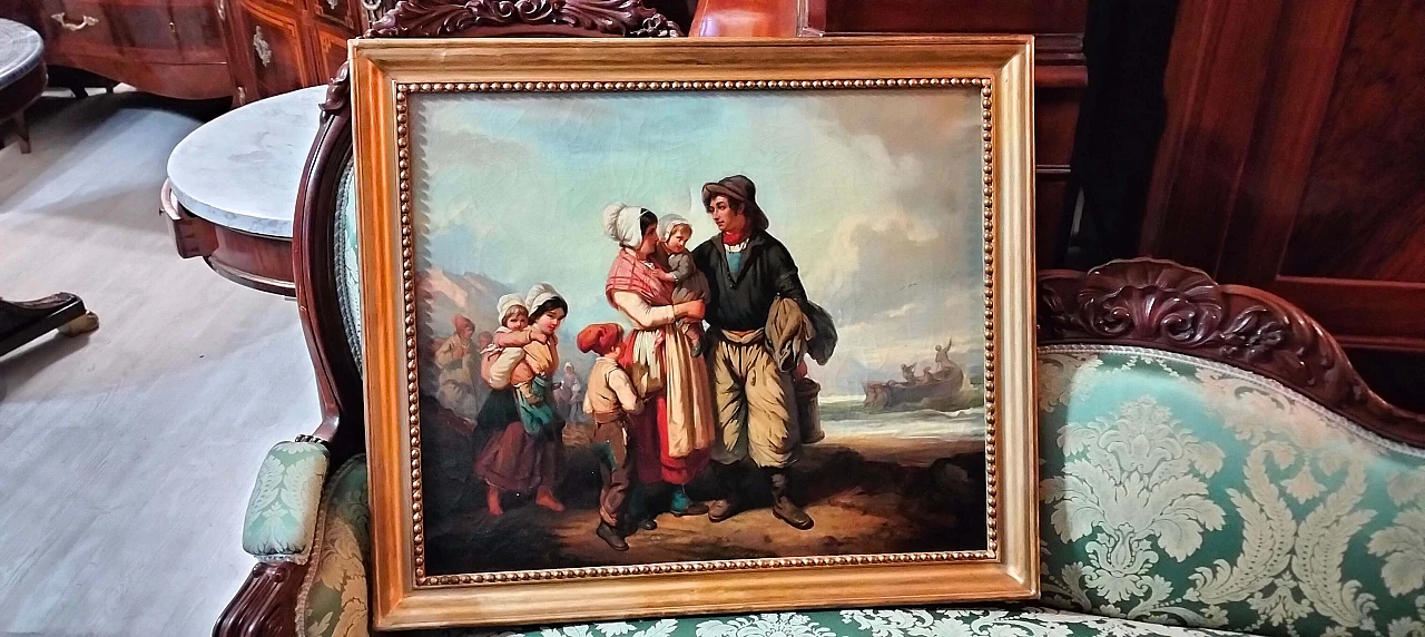 Dipinto francese di scena pastorale, fine '800 1