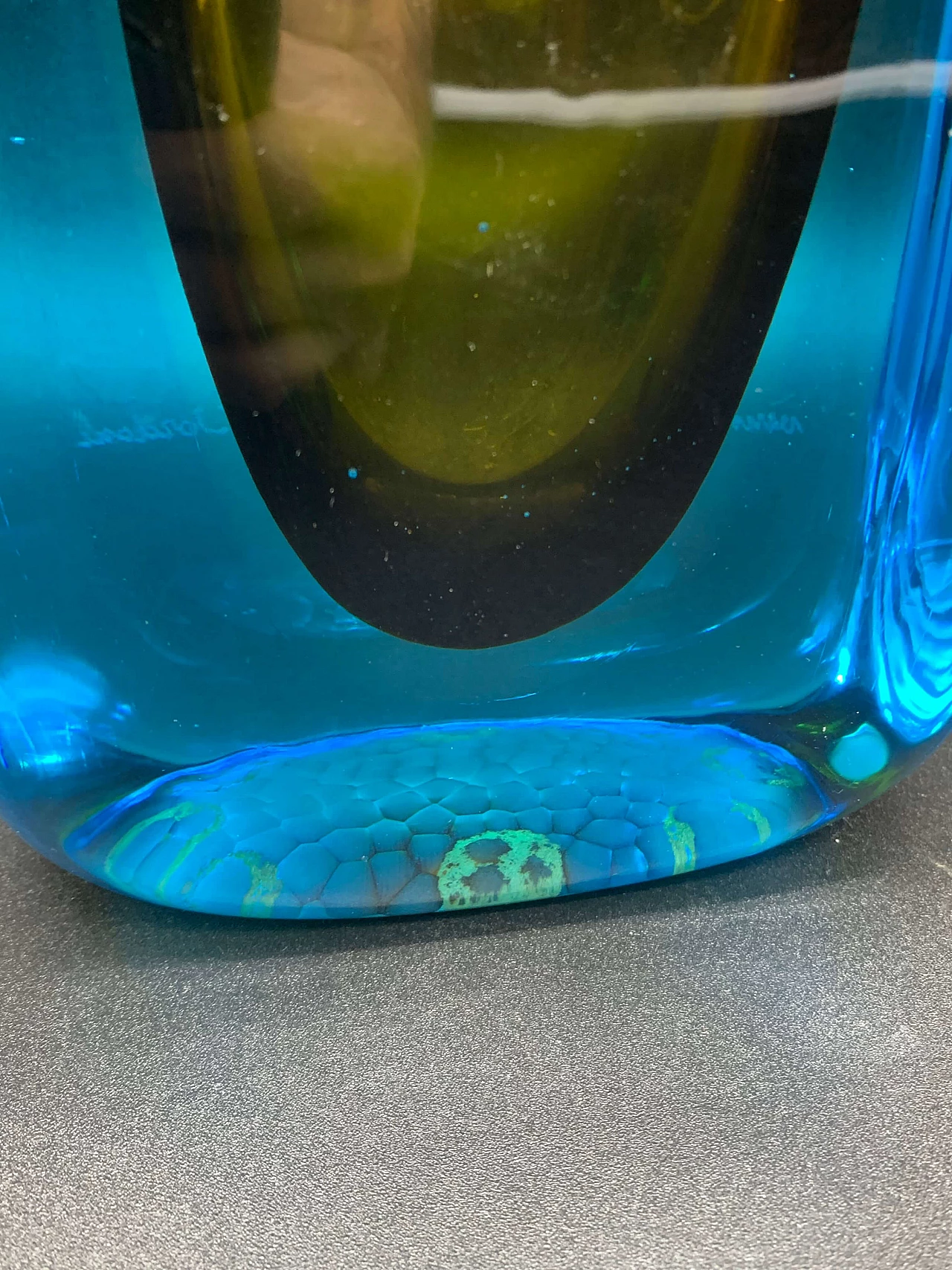 Vaso in vetro verde e blu di R. Dordoni per Venini, anni 2000 3