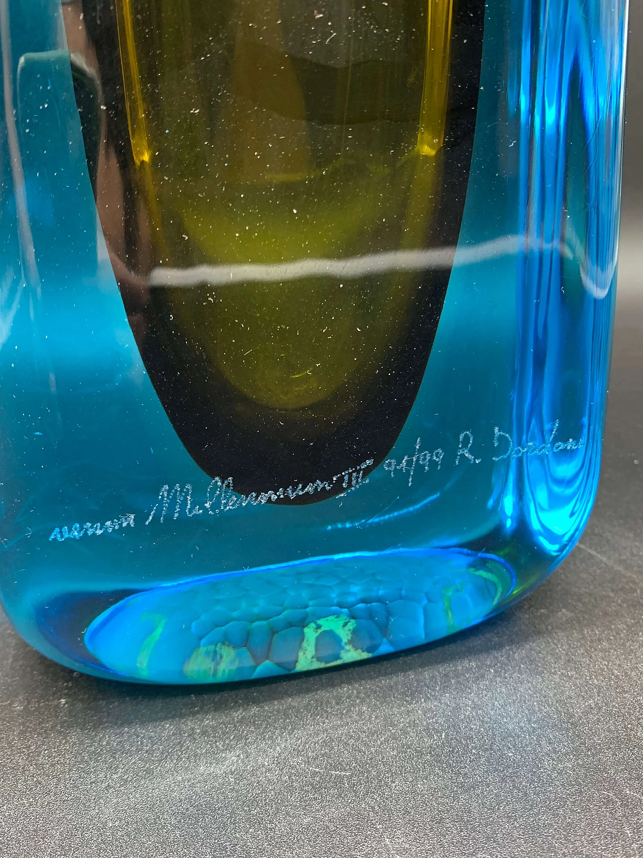 Vaso in vetro verde e blu di R. Dordoni per Venini, anni 2000 5
