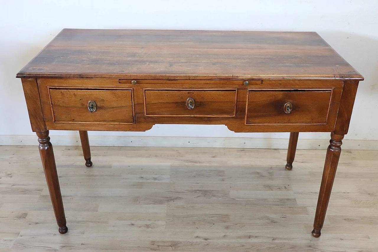 Louis XVI solid walnut writing desk, 18th century 2