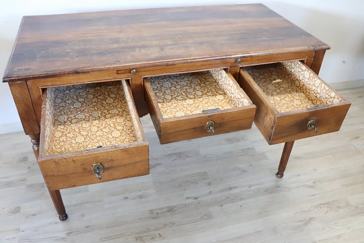 Louis XVI solid walnut writing desk, 18th century 4