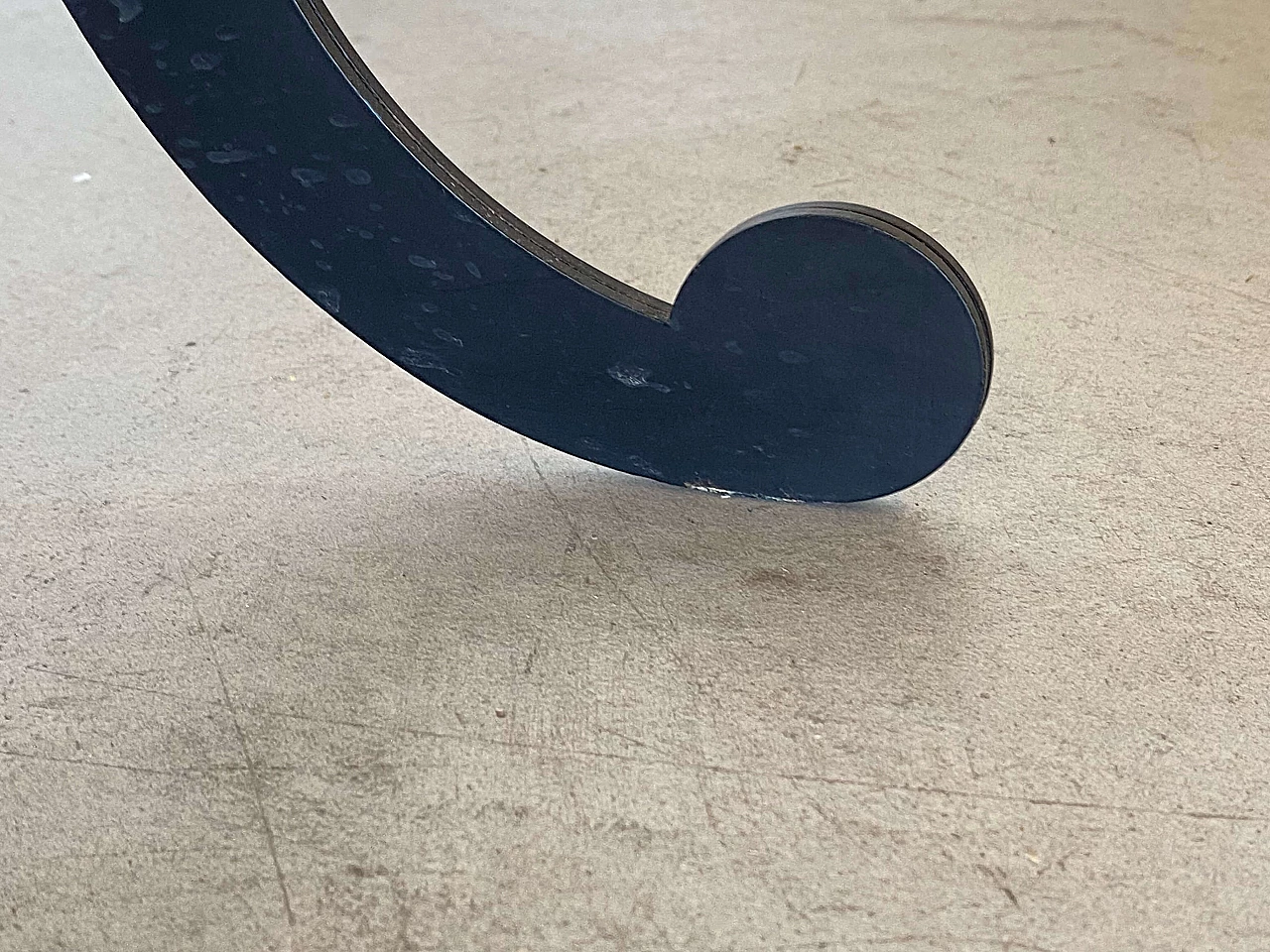 Pair of iron, lacquered wood and teak coffee tables, 1980s 12