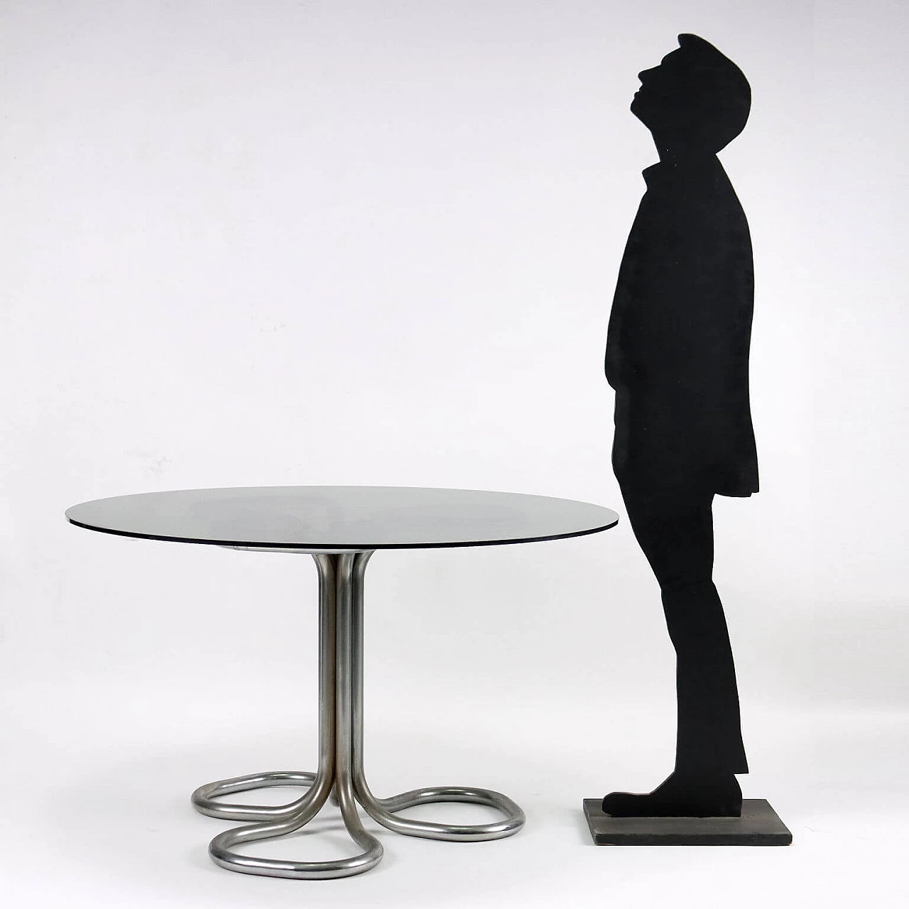 Tavolo in metallo con piano in vetro, anni '60 2