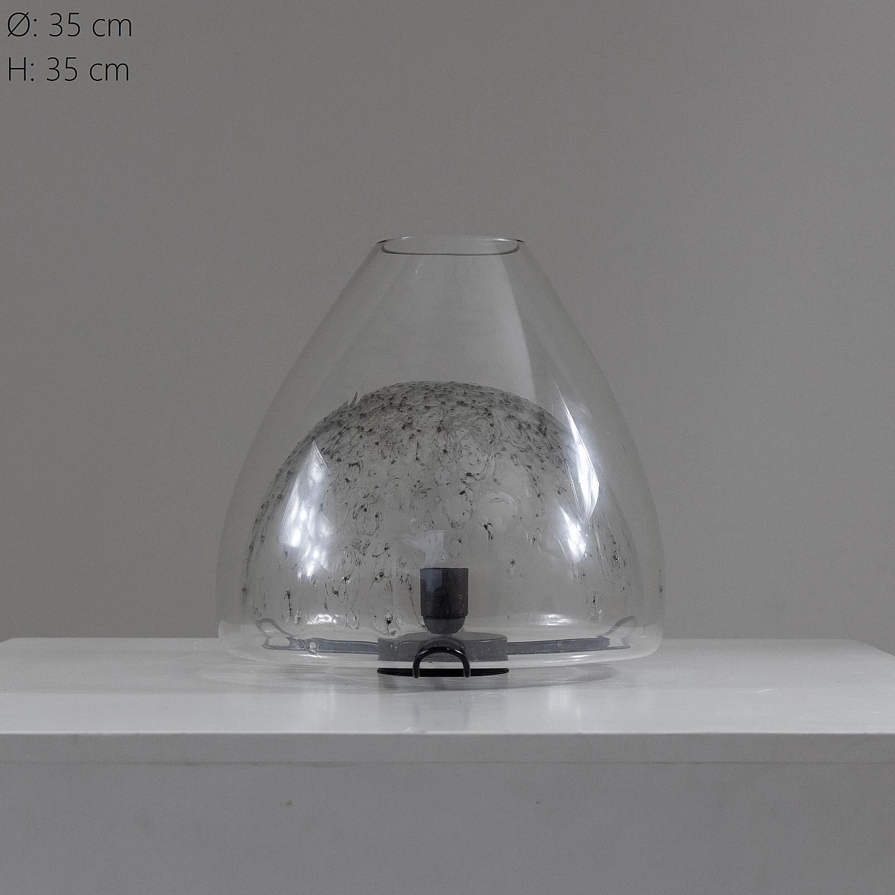 Lampada da tavolo in metallo nero e vetro di Murano, anni '70 2