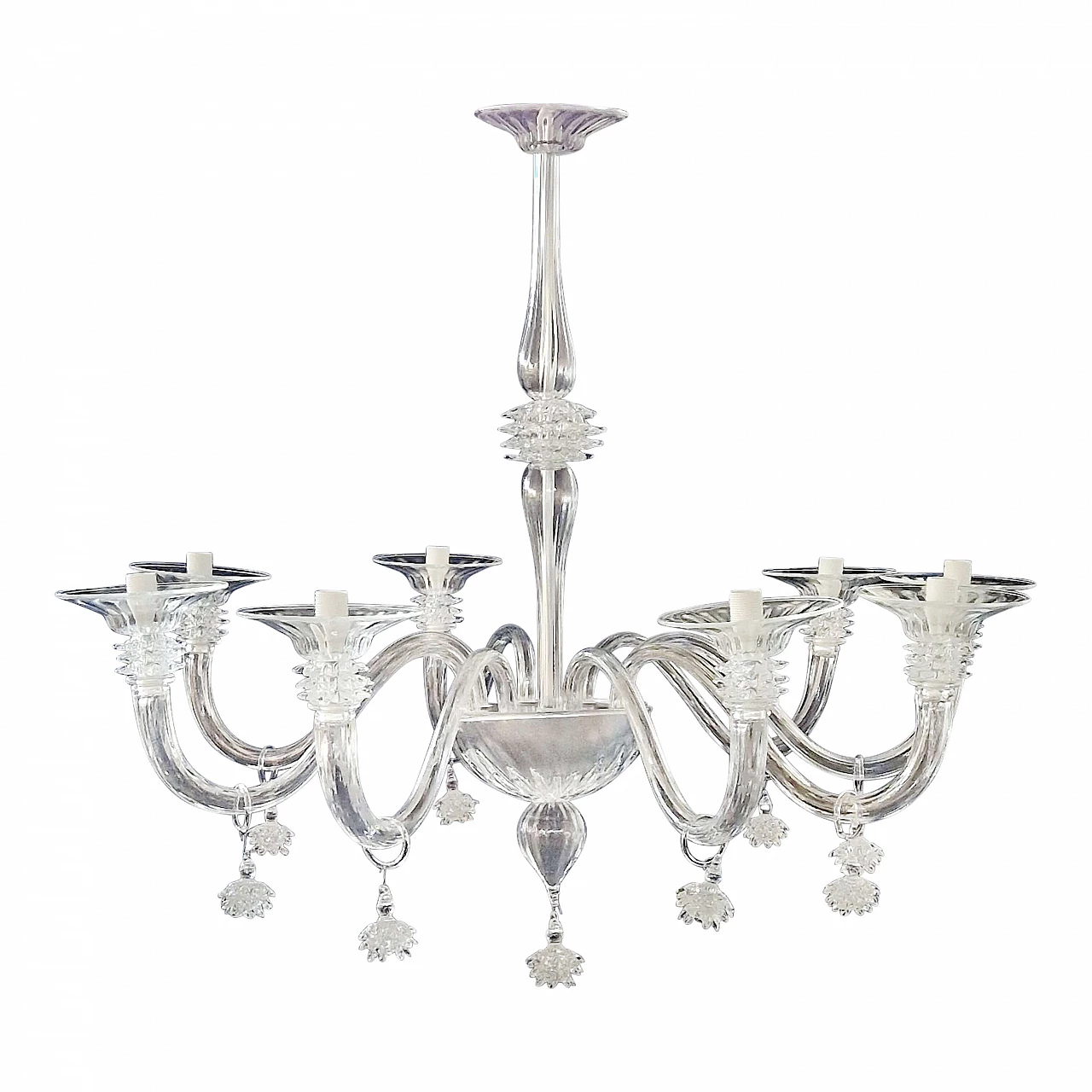 Transparent Murano glass eight-light chandelier, 1930s 1