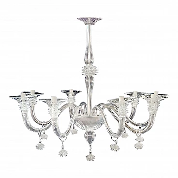 Transparent Murano glass eight-light chandelier, 1930s