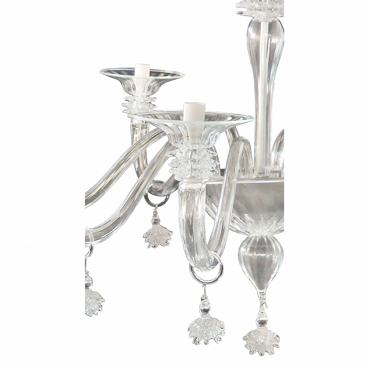 Transparent Murano glass eight-light chandelier, 1930s 2