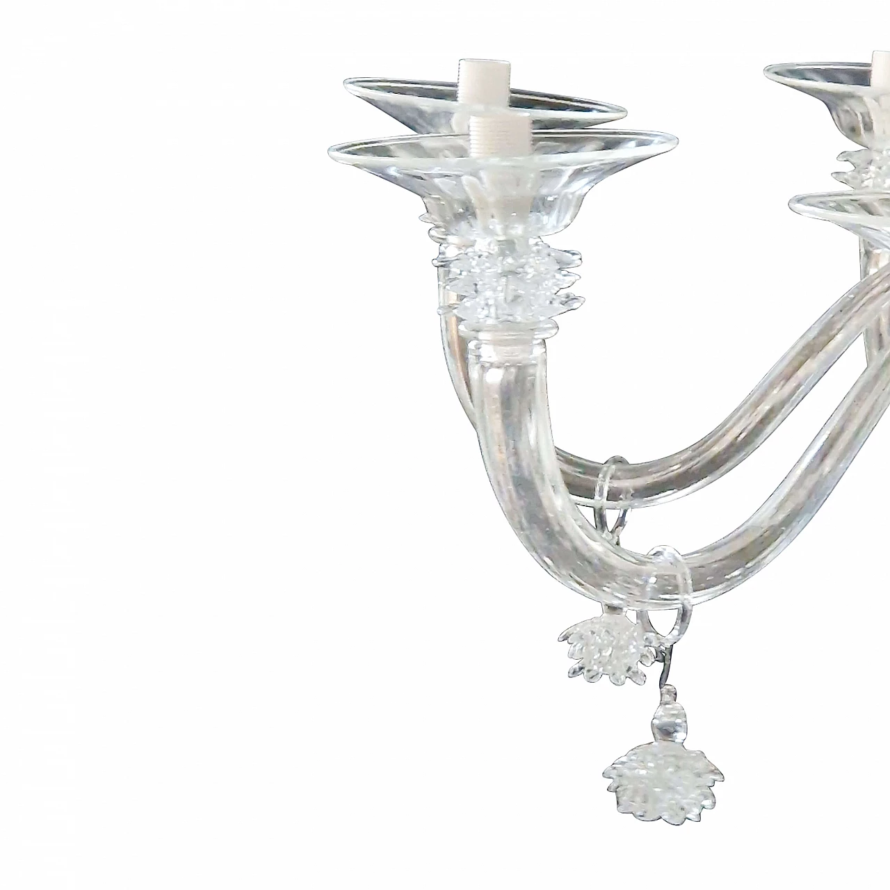 Transparent Murano glass eight-light chandelier, 1930s 3