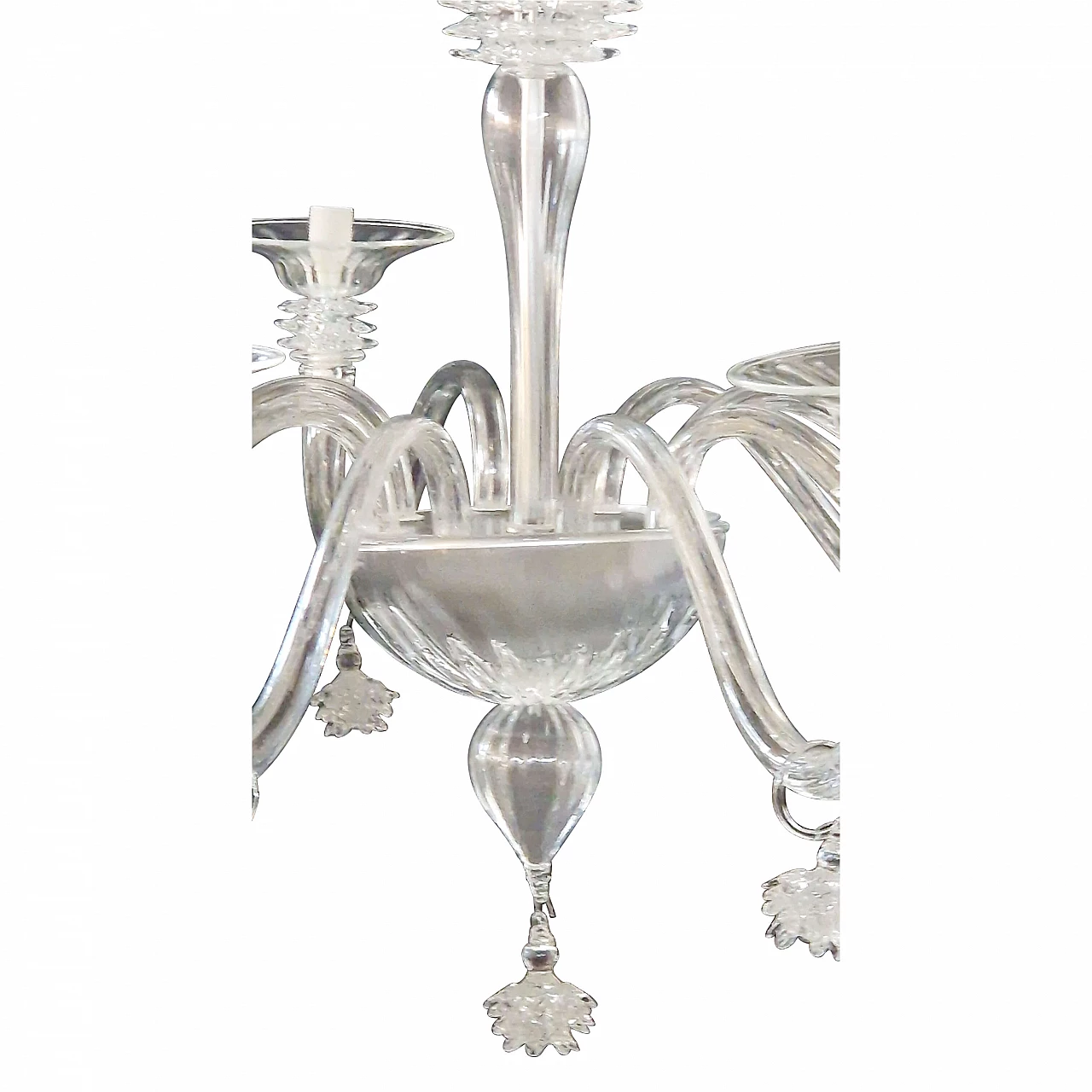 Transparent Murano glass eight-light chandelier, 1930s 4