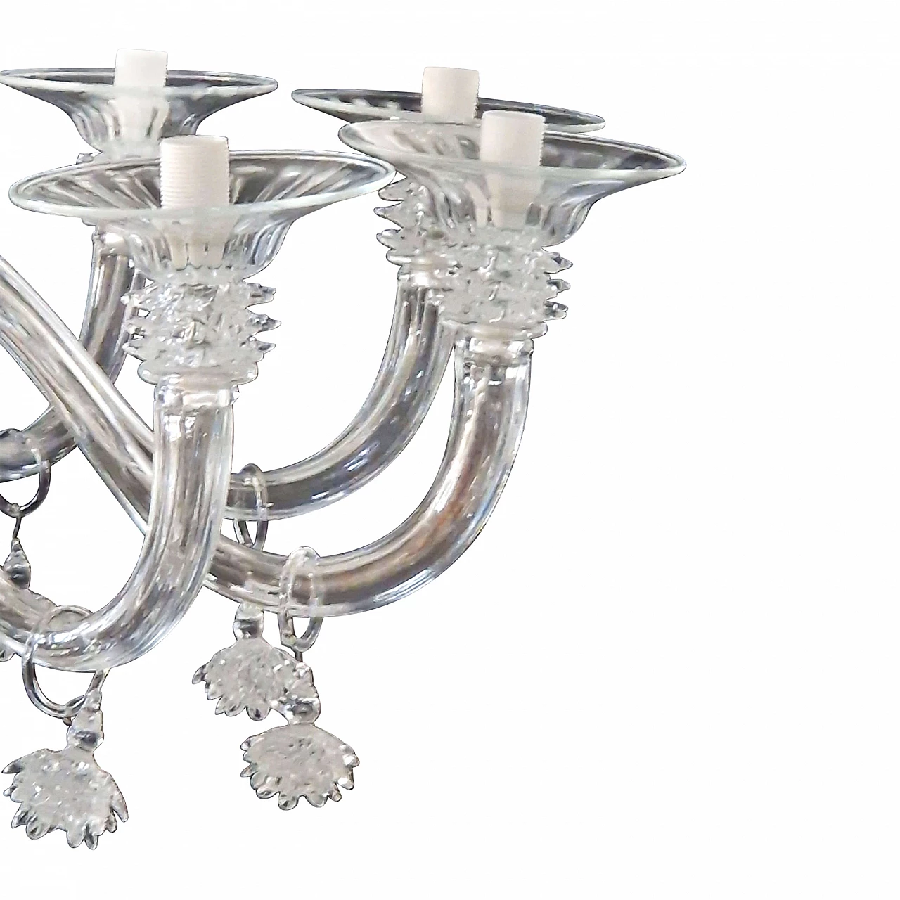 Transparent Murano glass eight-light chandelier, 1930s 5