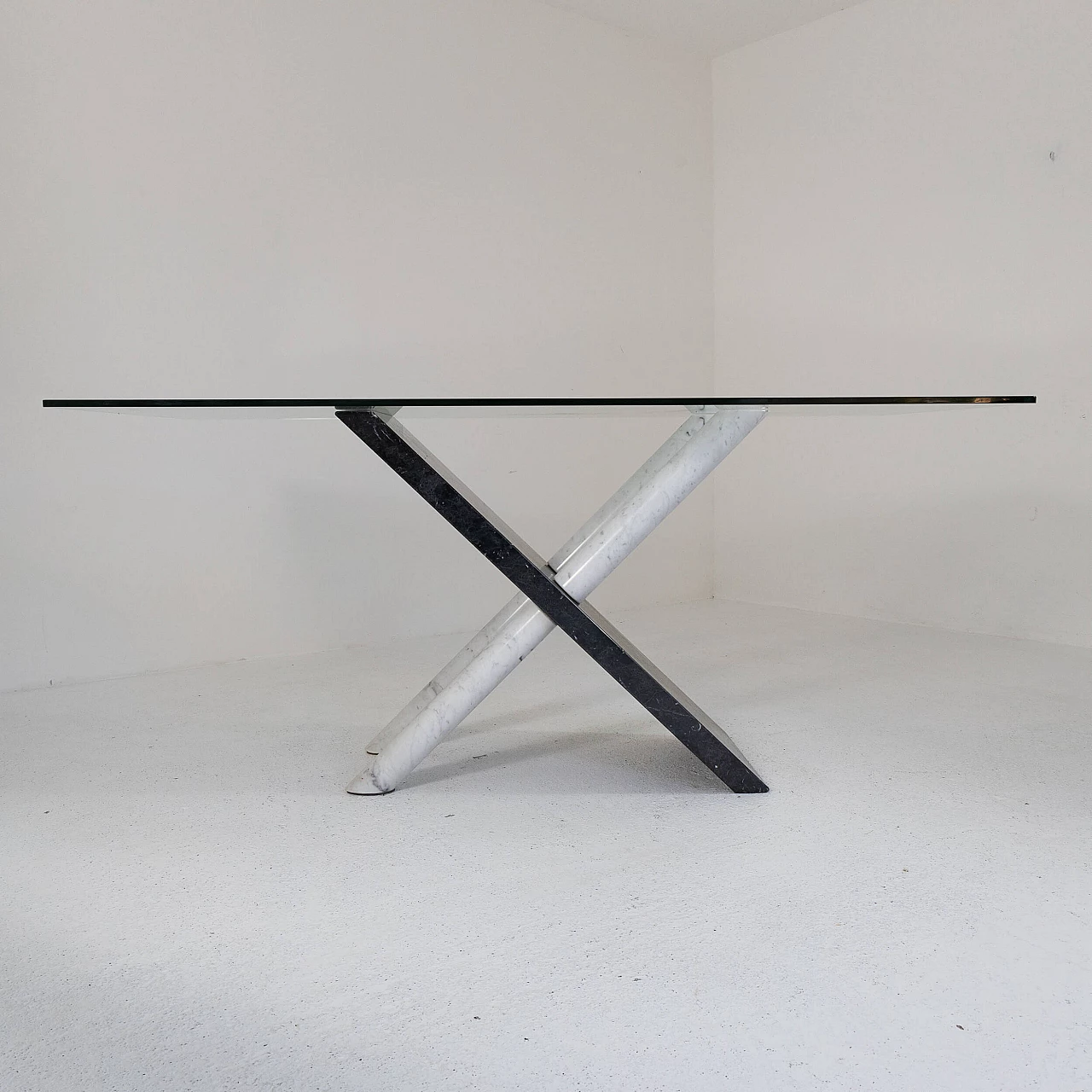 Marble and glass table by Cattelan, 1980s 4