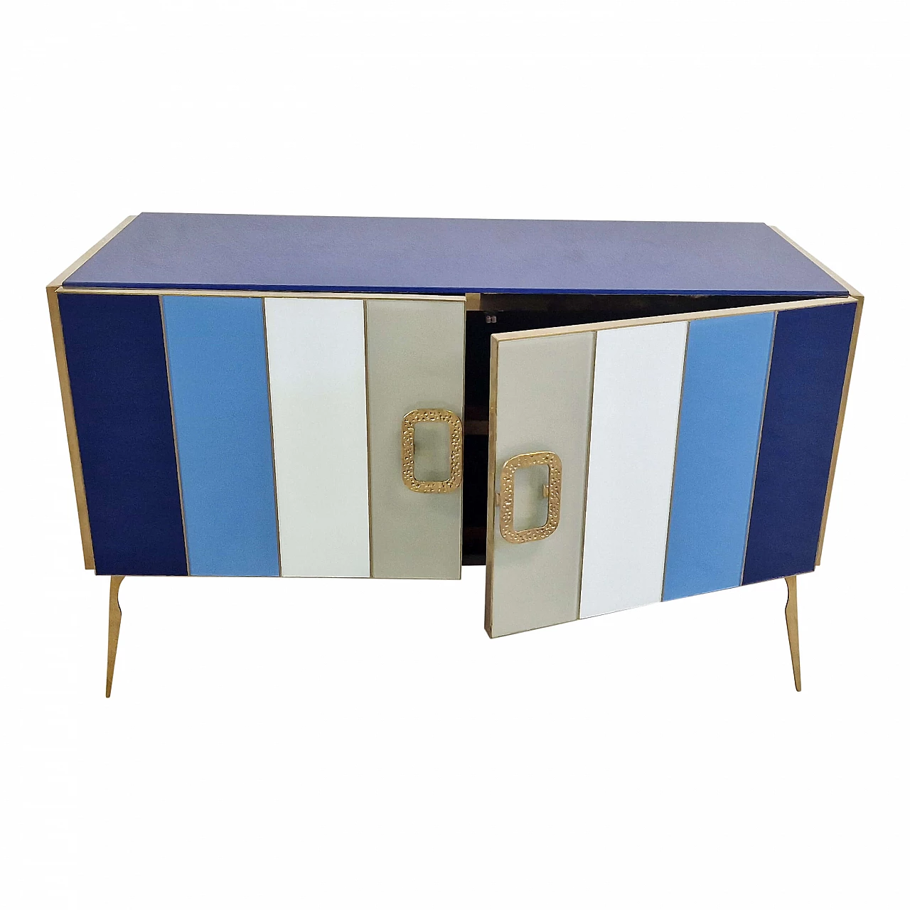 Credenza a due ante rivestita in vetro di Murano, anni '90 1
