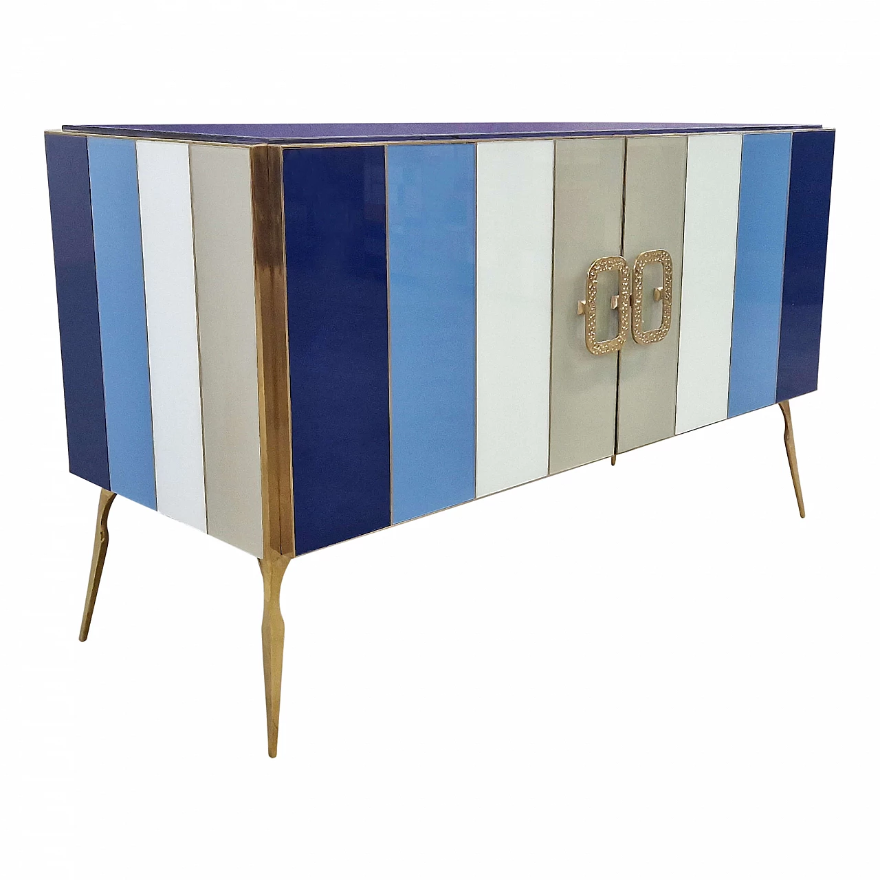 Credenza a due ante rivestita in vetro di Murano, anni '90 3