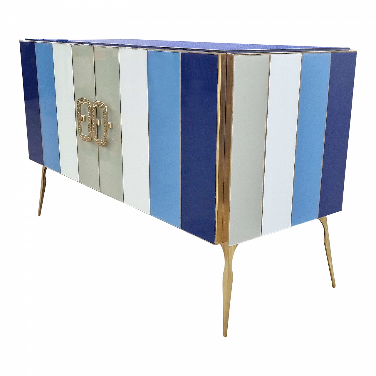 Credenza a due ante rivestita in vetro di Murano, anni '90 4