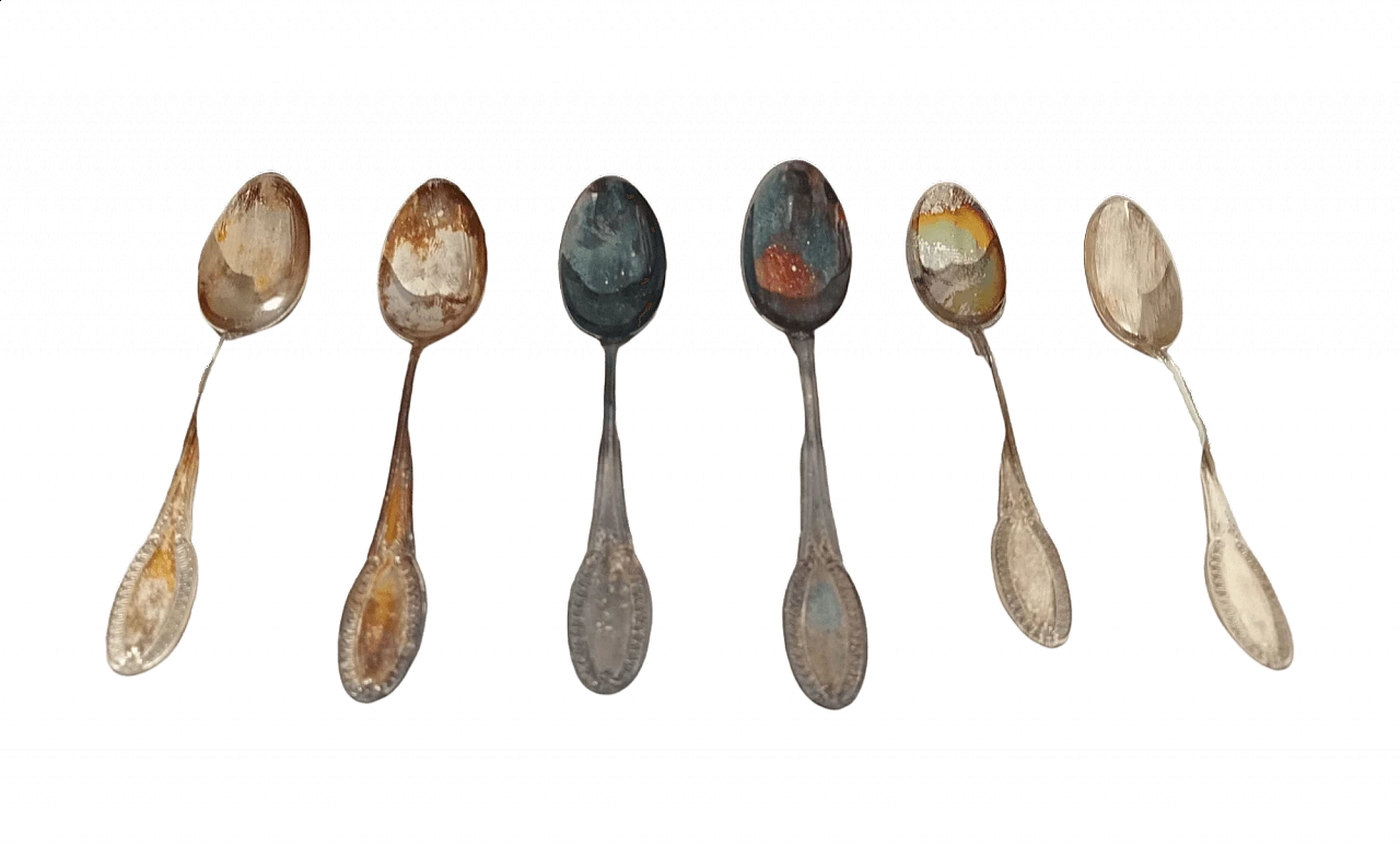 6 Cucchiaini da caffè in argento, anni '70 5