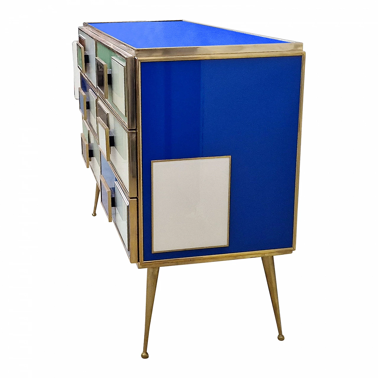 Multicolored Murano glass and brass dresser, 1980s 4