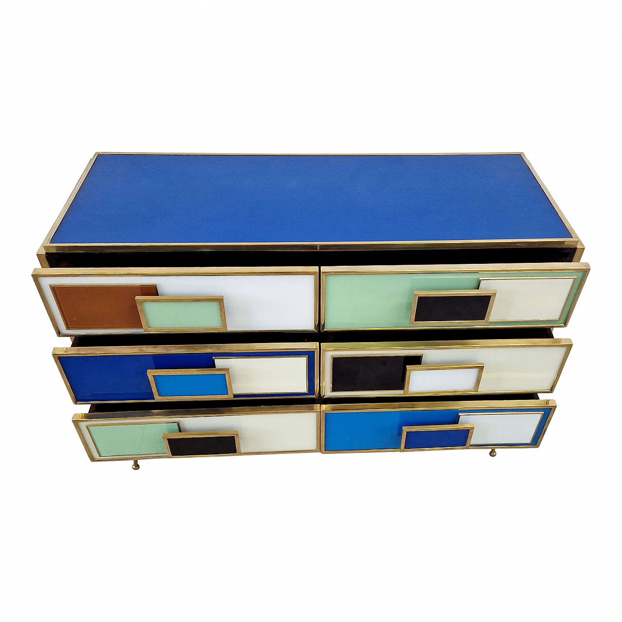 Multicolored Murano glass and brass dresser, 1980s 5