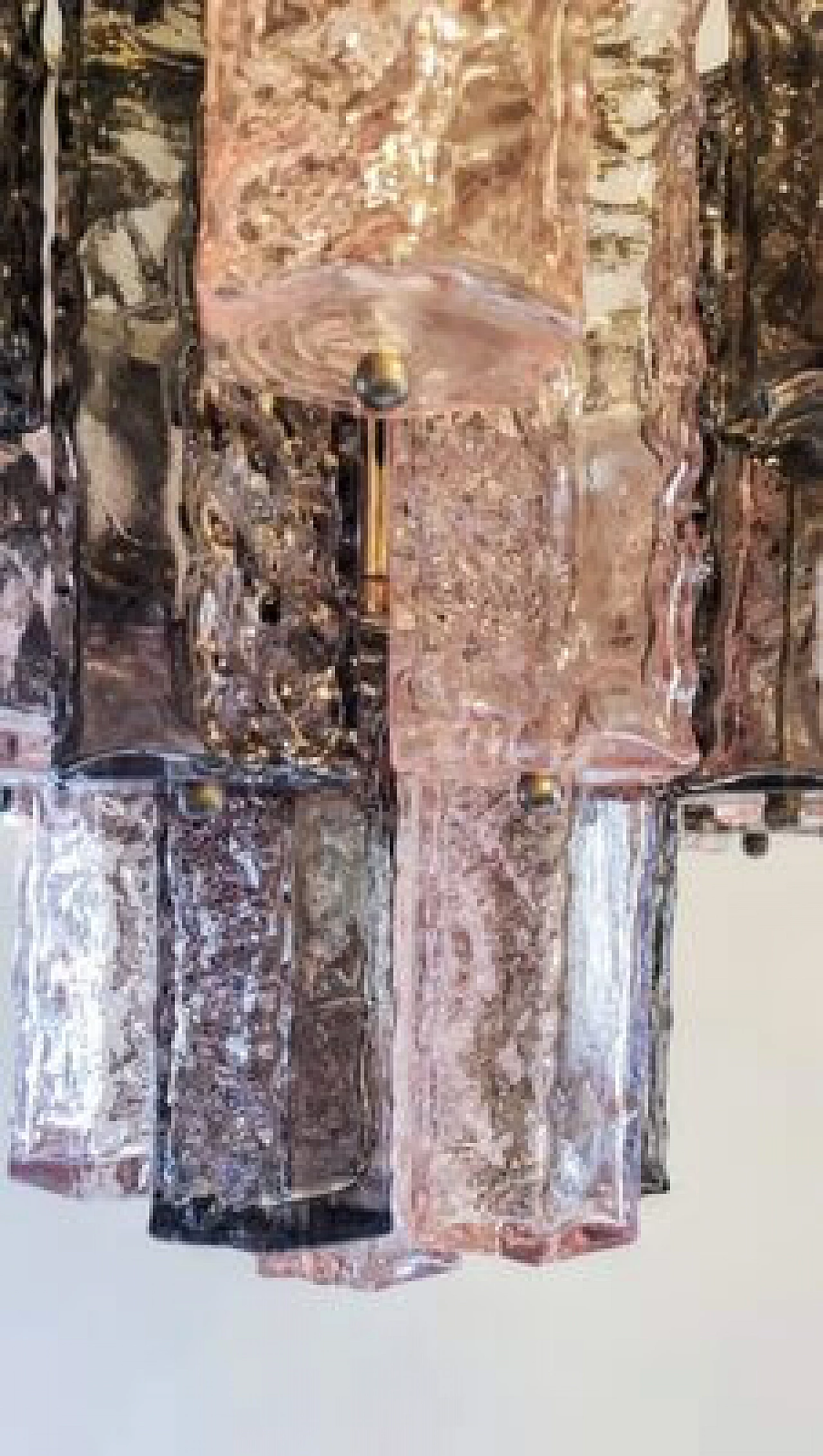 Lampadario in vetro di Murano sfaccettato e acciaio cromato, anni '70 2