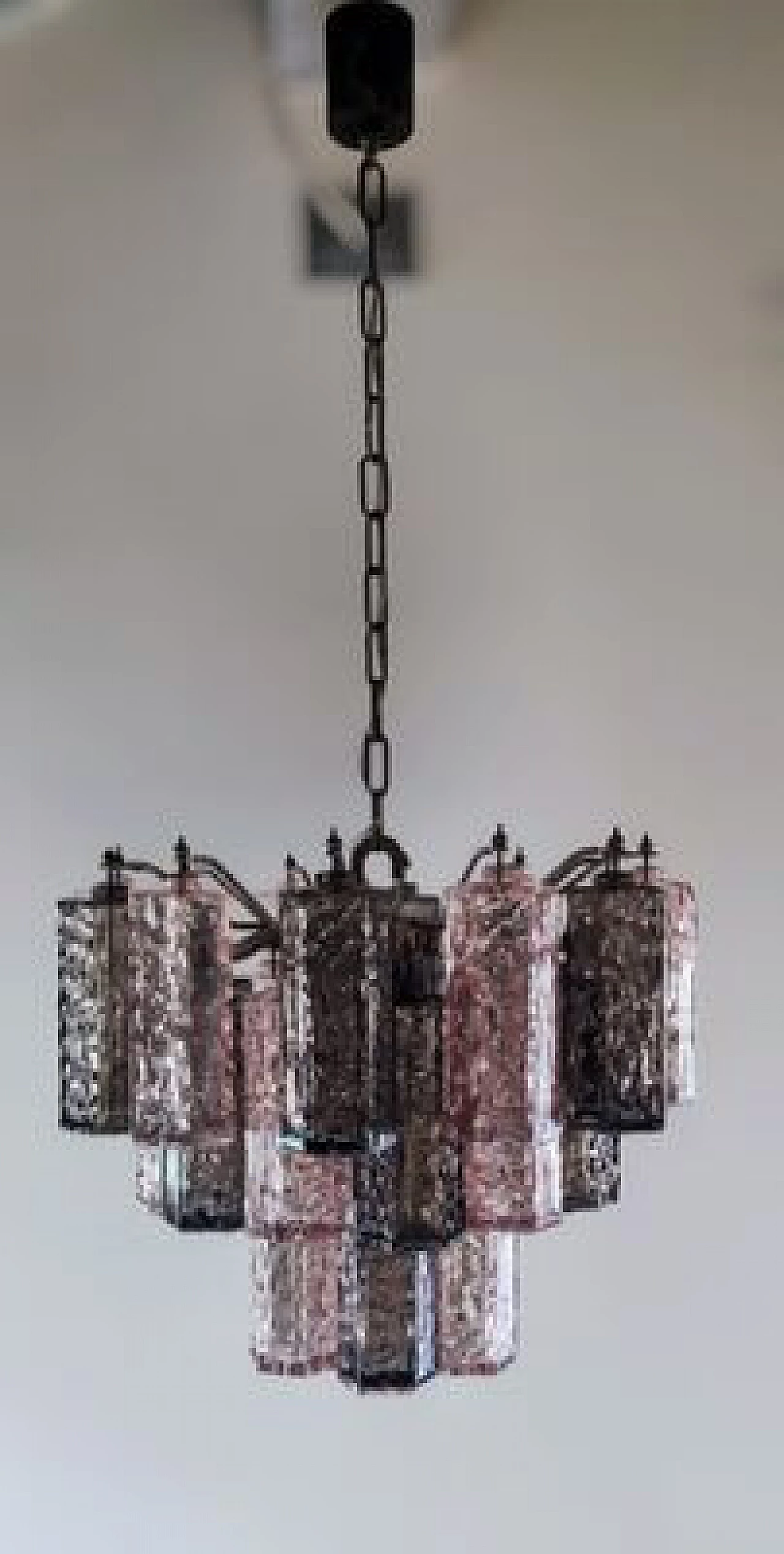Facetted Murano glass and chrome-plated steel chandelier, 1970s 3