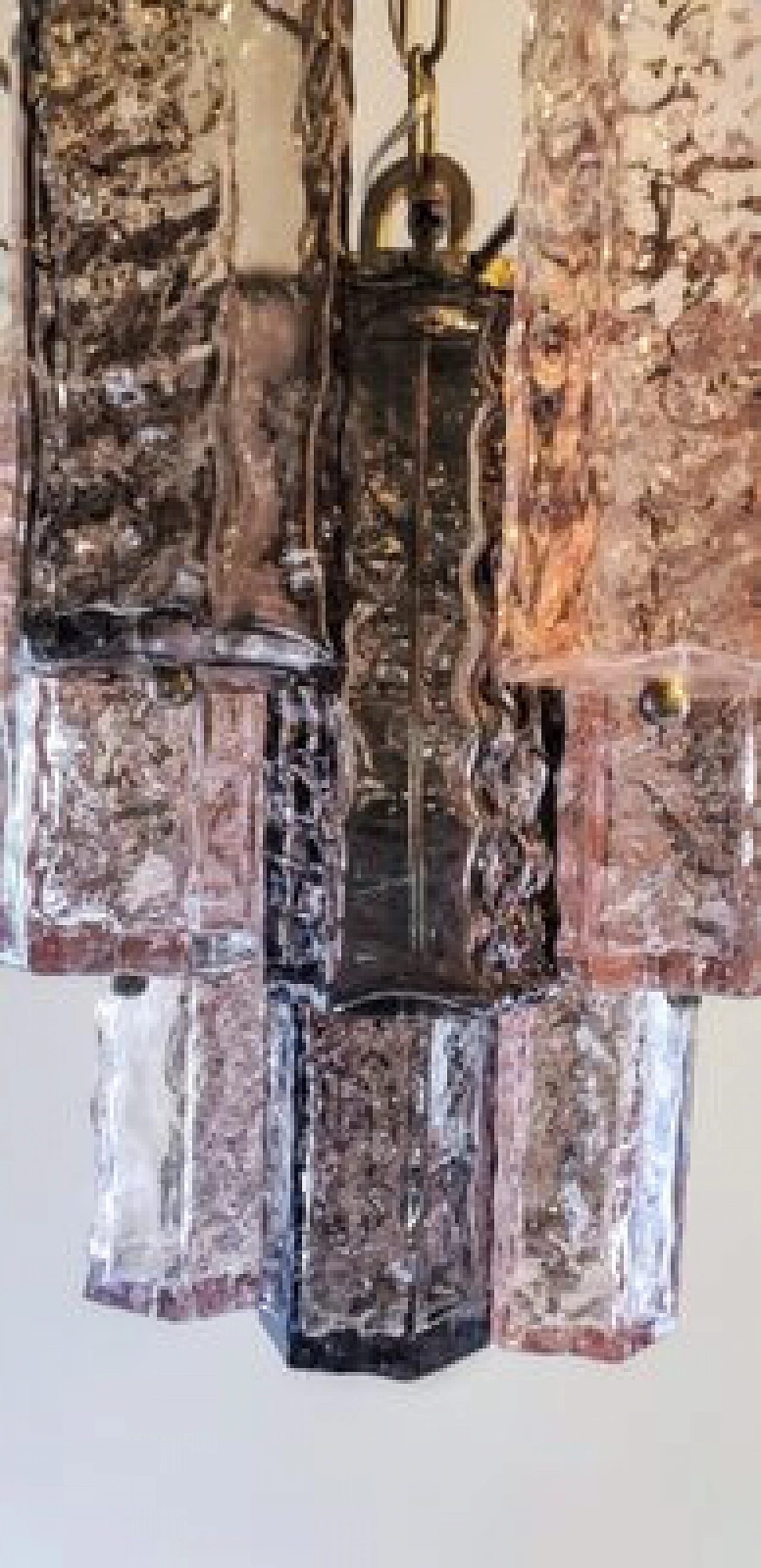 Lampadario in vetro di Murano sfaccettato e acciaio cromato, anni '70 7