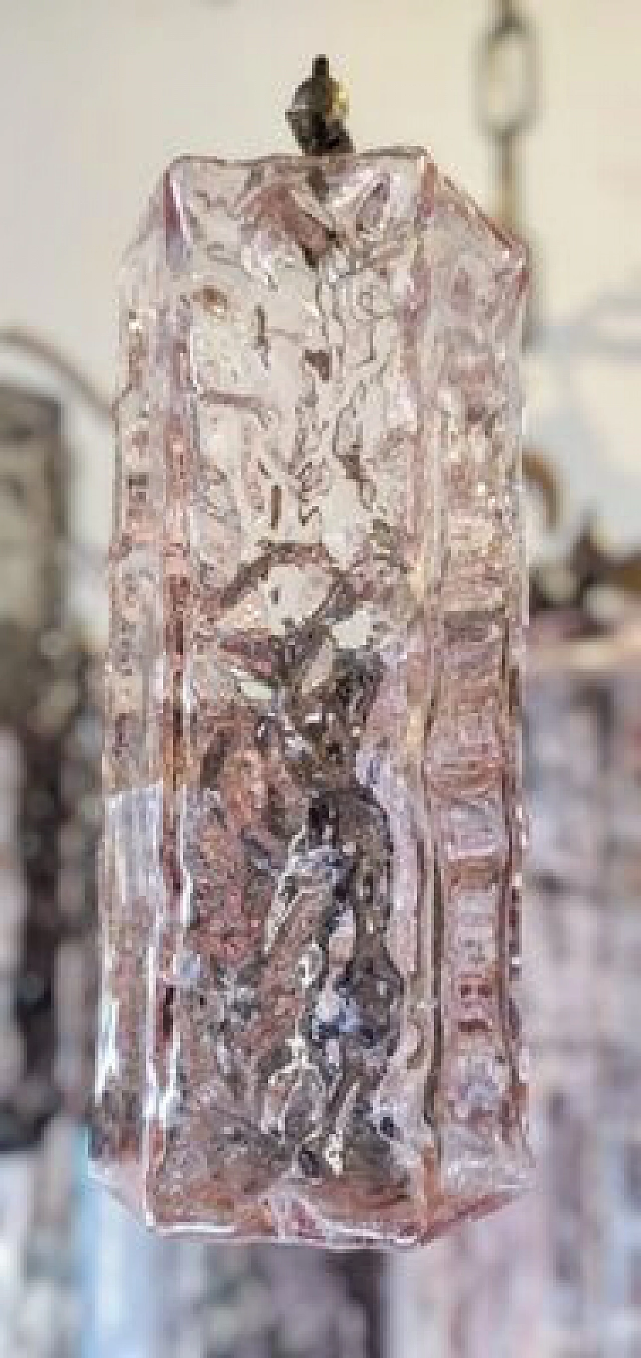 Lampadario in vetro di Murano sfaccettato e acciaio cromato, anni '70 15