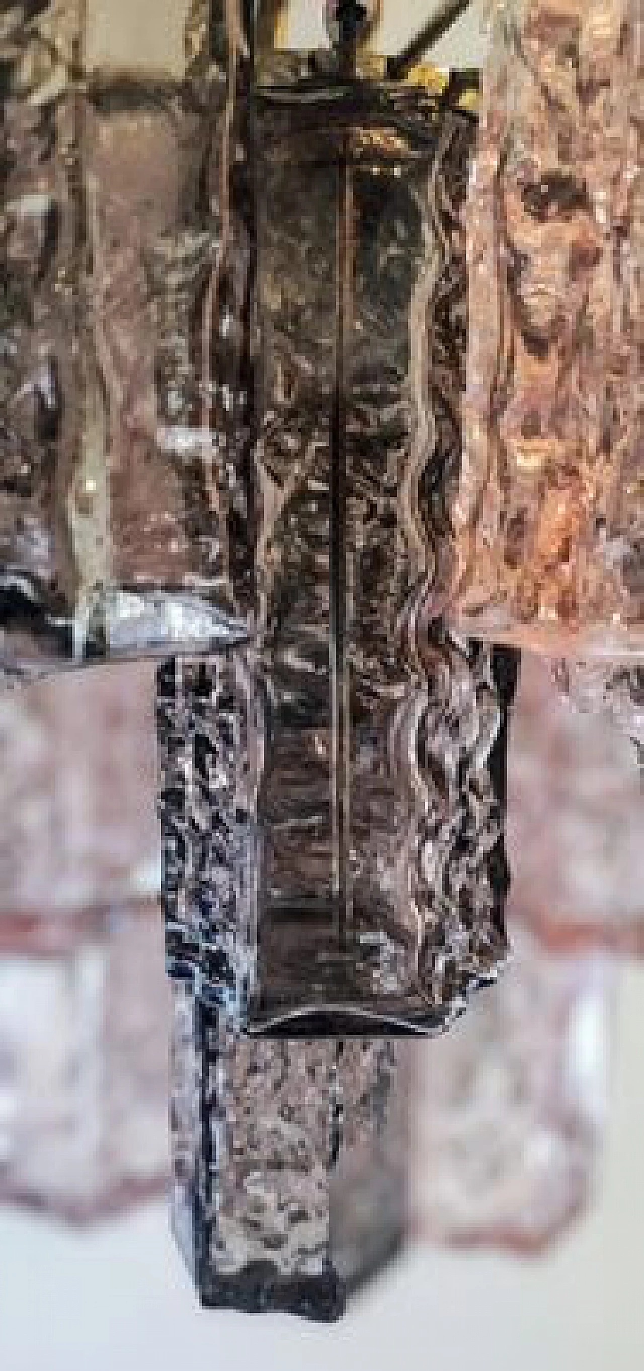 Lampadario in vetro di Murano sfaccettato e acciaio cromato, anni '70 26