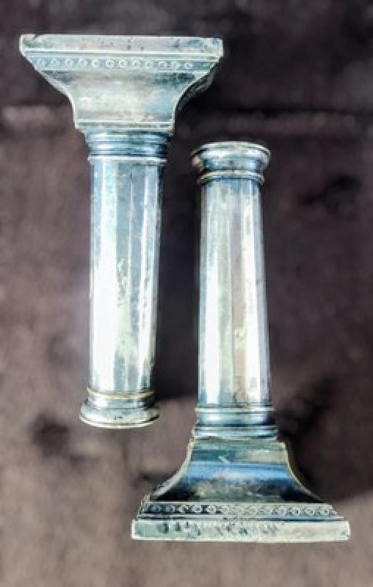 Coppia di candelabri Impero placcati in argento, '800 9