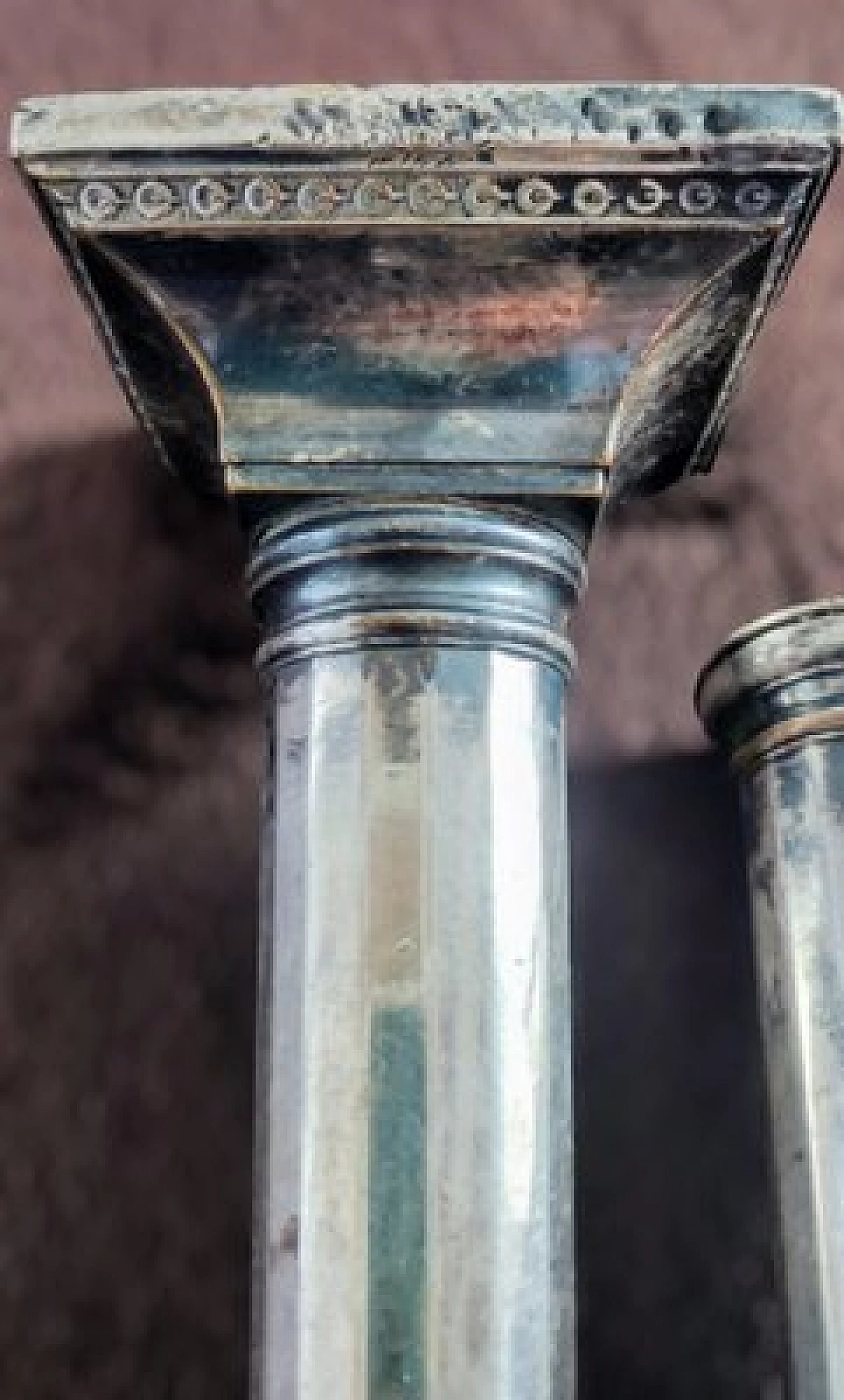 Coppia di candelabri Impero placcati in argento, '800 12