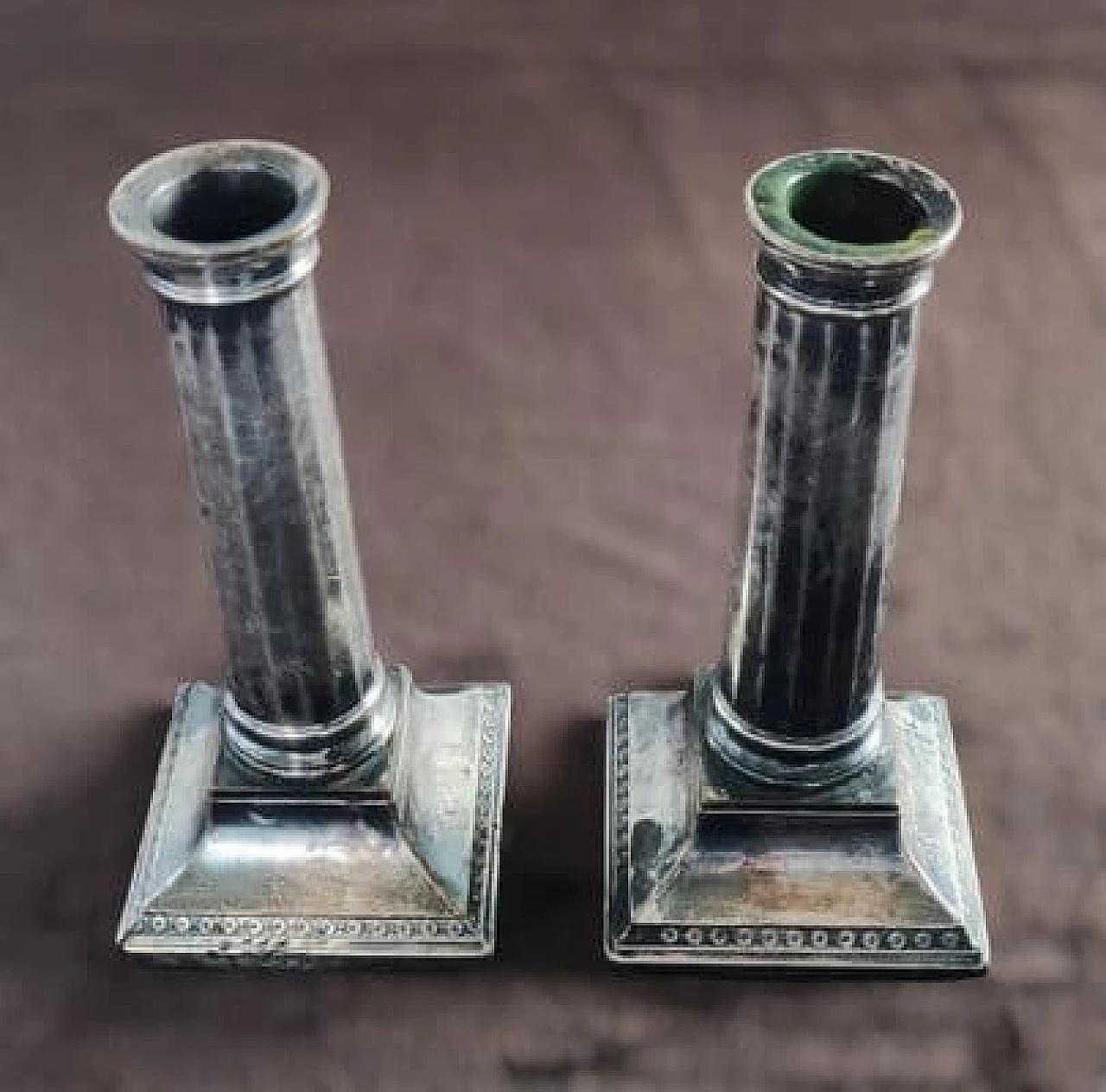 Pair of silver-plated Empire candelabra, 19th century 18