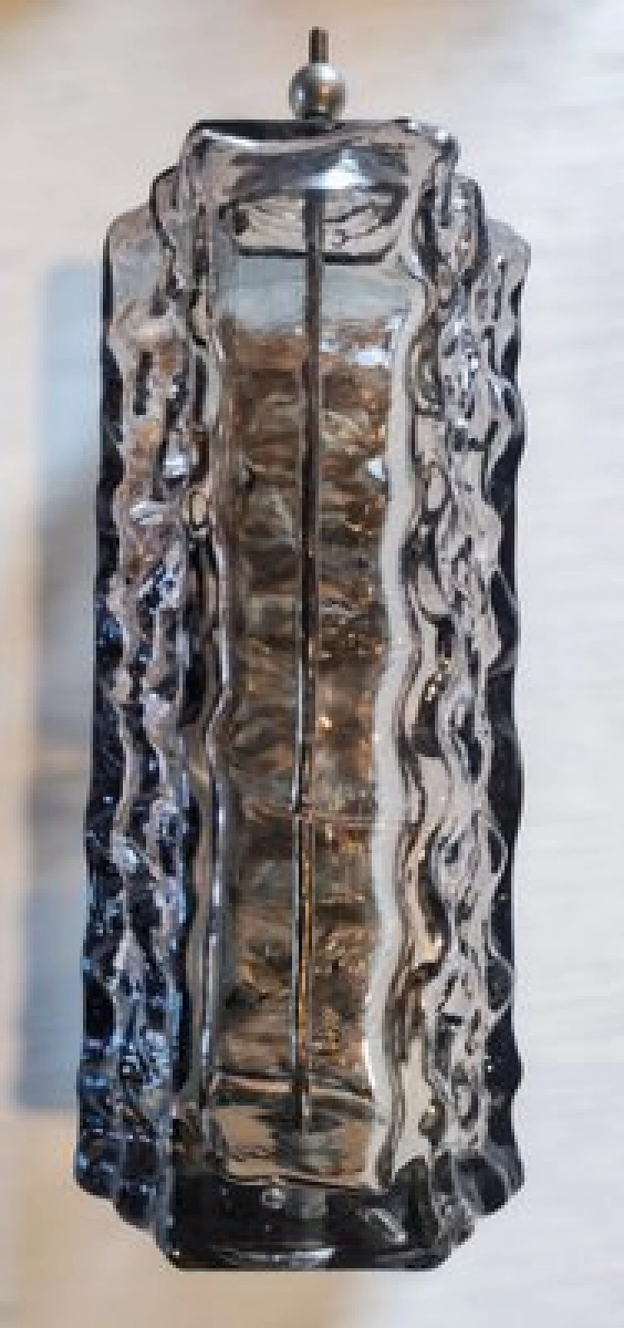 Lampadario in vetro di Murano sfaccettato e acciaio cromato, anni '70 61