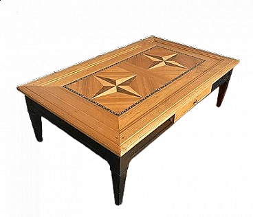 Tavolino stile Direttorio in legno con intarsio di Richelieu, anni '90