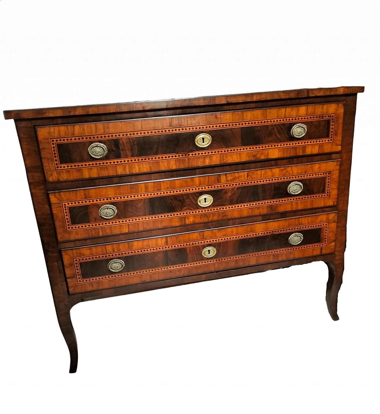 Cassettone Luigi XVI in noce, ebano violetto e legno di rosa, '700 8