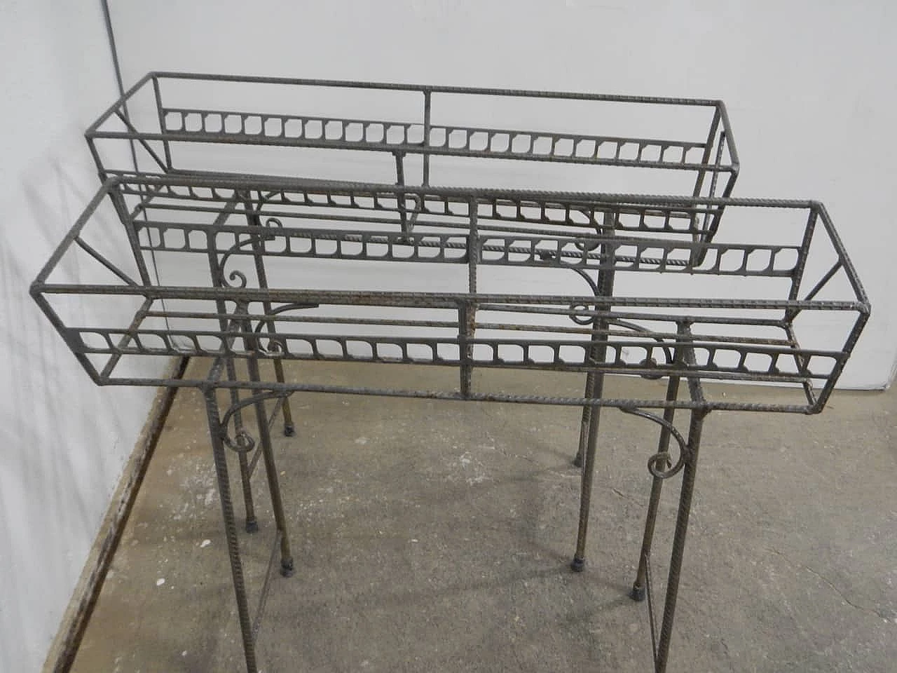 Pair of wrought iron flower holders, 1970s 3