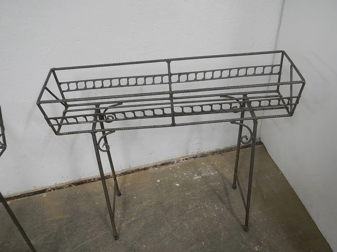 Pair of wrought iron flower holders, 1970s 6