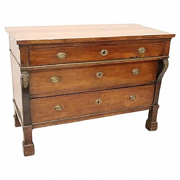 Empire solid walnut commode, early 19th century