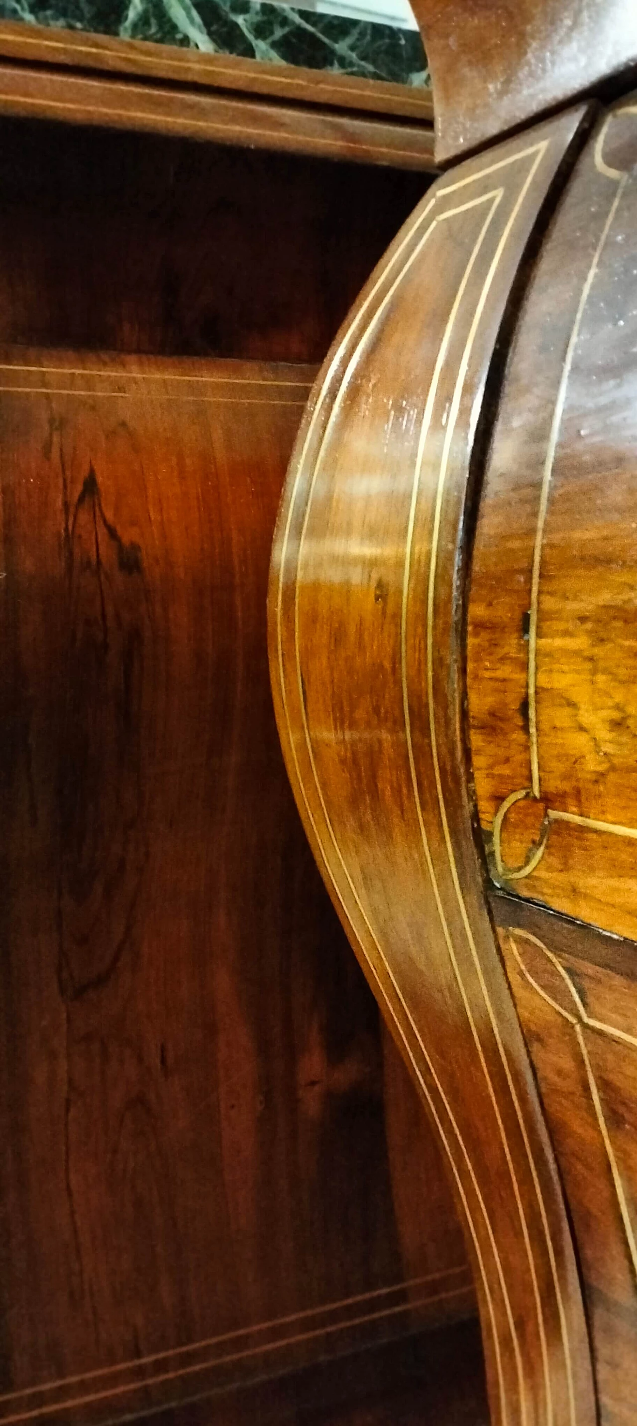 Coppia di comò spagnoli in palissandro con marmi verdi, '800 7