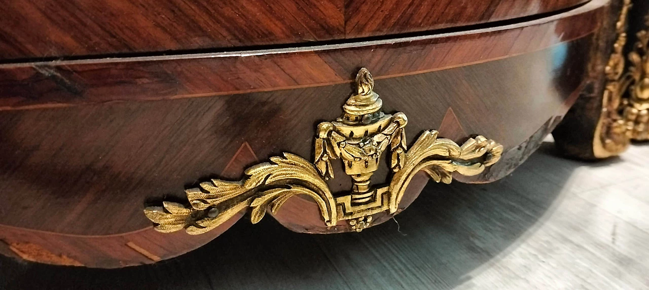 Coppia di angoliere Napoleone III in legno di rosa, ebano e marmo, '800 5