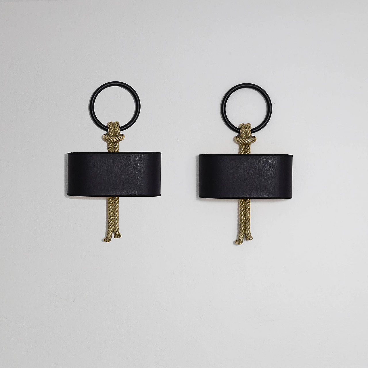 Pair of brass and fabric wall lights by Banci for Gucci, 1970s 1