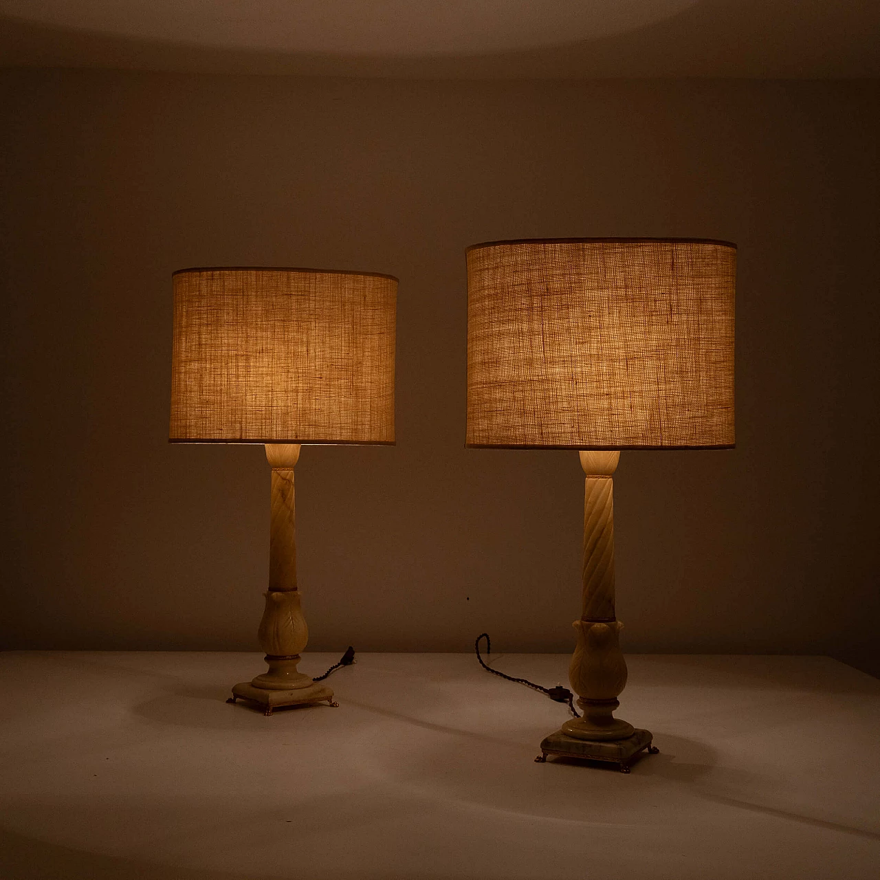 Pair of Volterra alabaster table lamps, 1970s 9