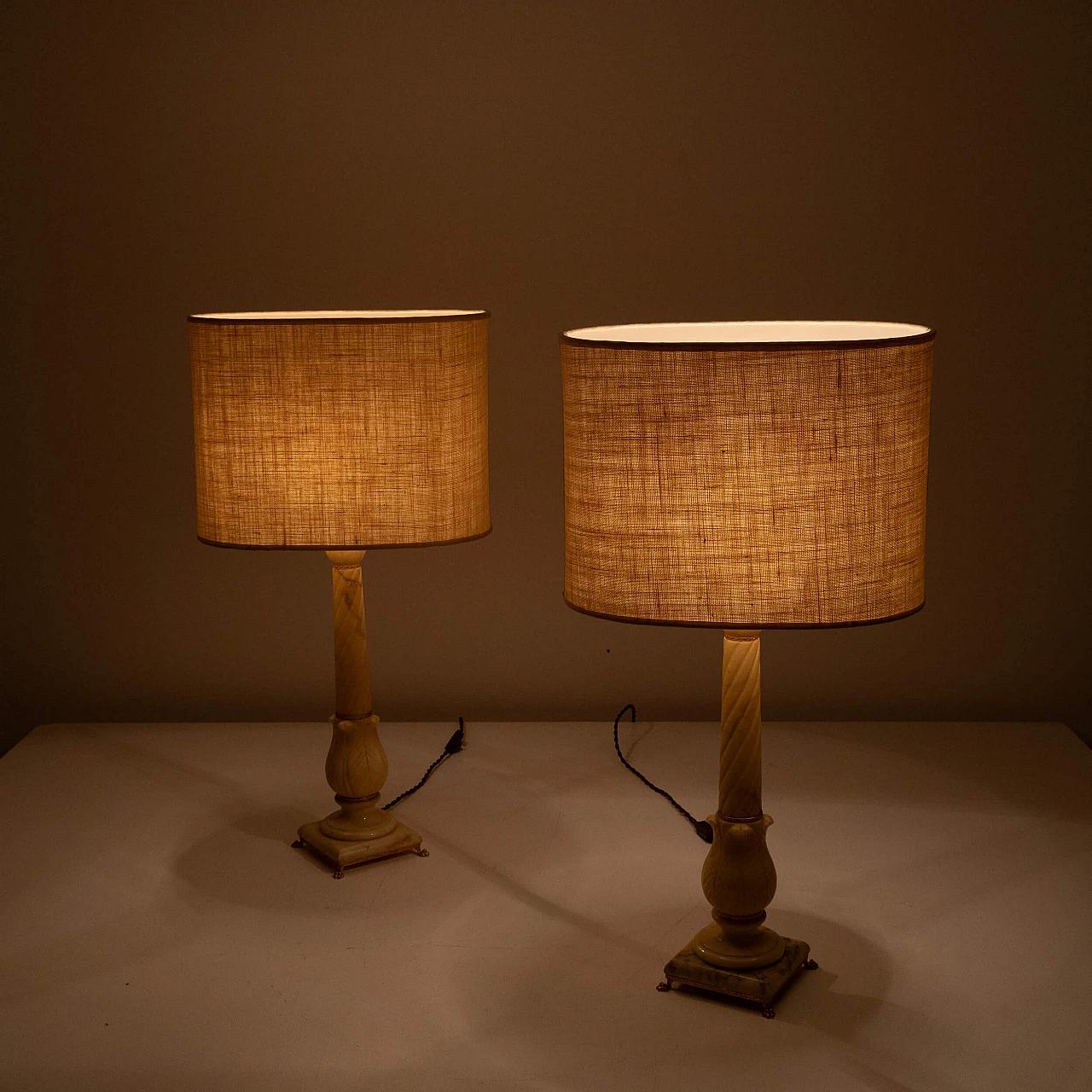 Pair of Volterra alabaster table lamps, 1970s 10