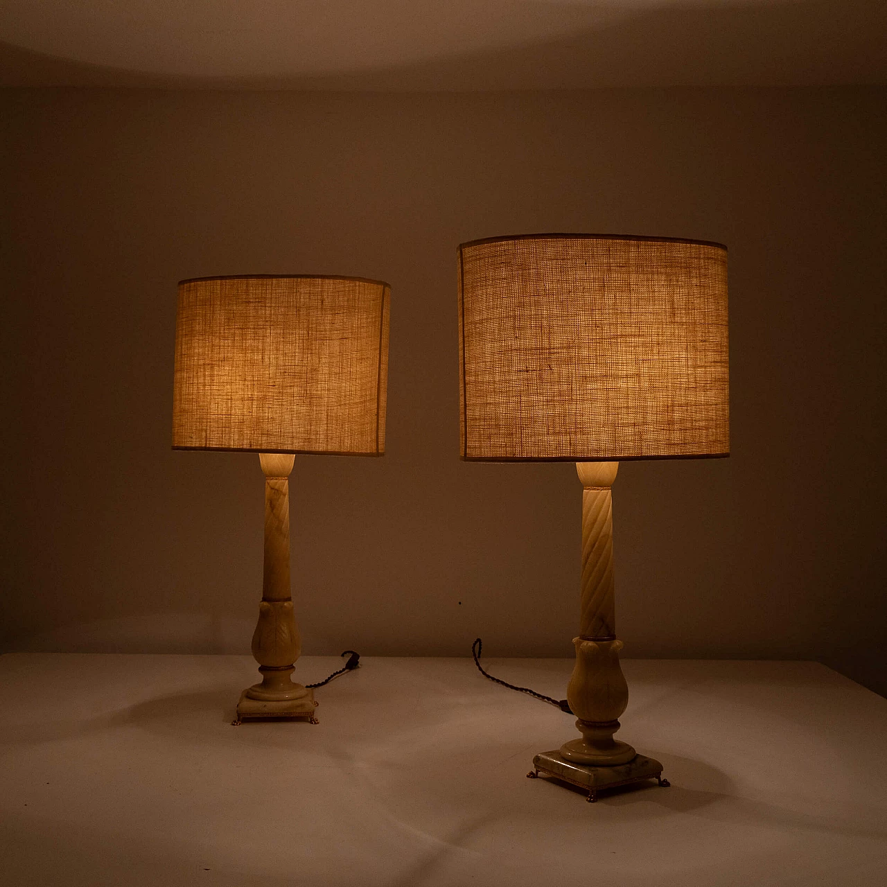 Pair of Volterra alabaster table lamps, 1970s 11