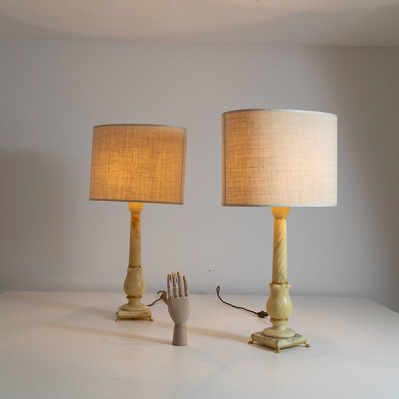 Pair of Volterra alabaster table lamps, 1970s 12