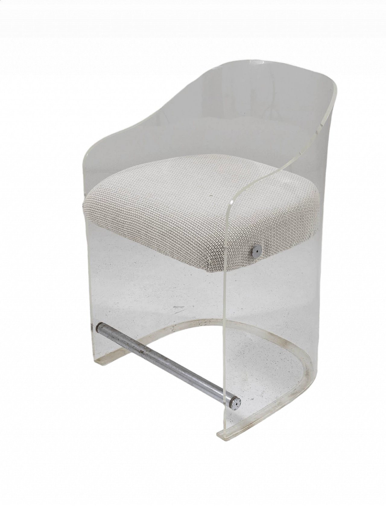 Poltrona in plexiglass, metallo e tessuto, anni '60 10