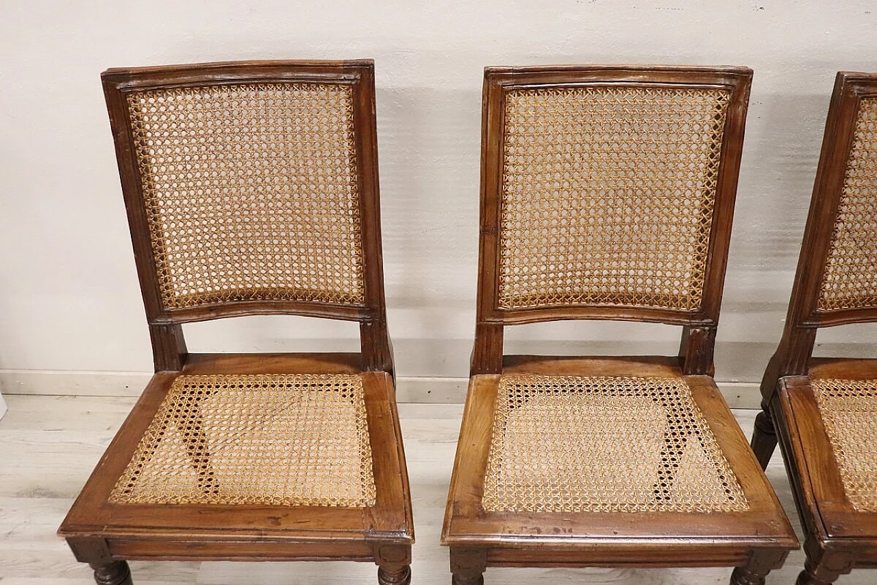 6 Vienna walnut and straw chairs, 18th century 4