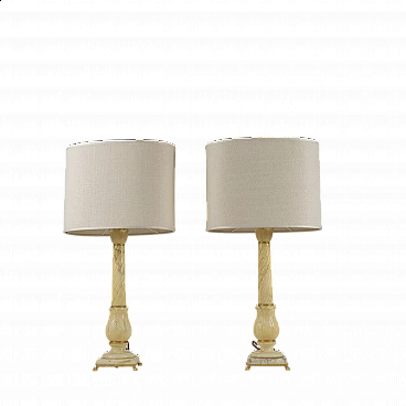 Pair of Volterra alabaster table lamps, 1970s